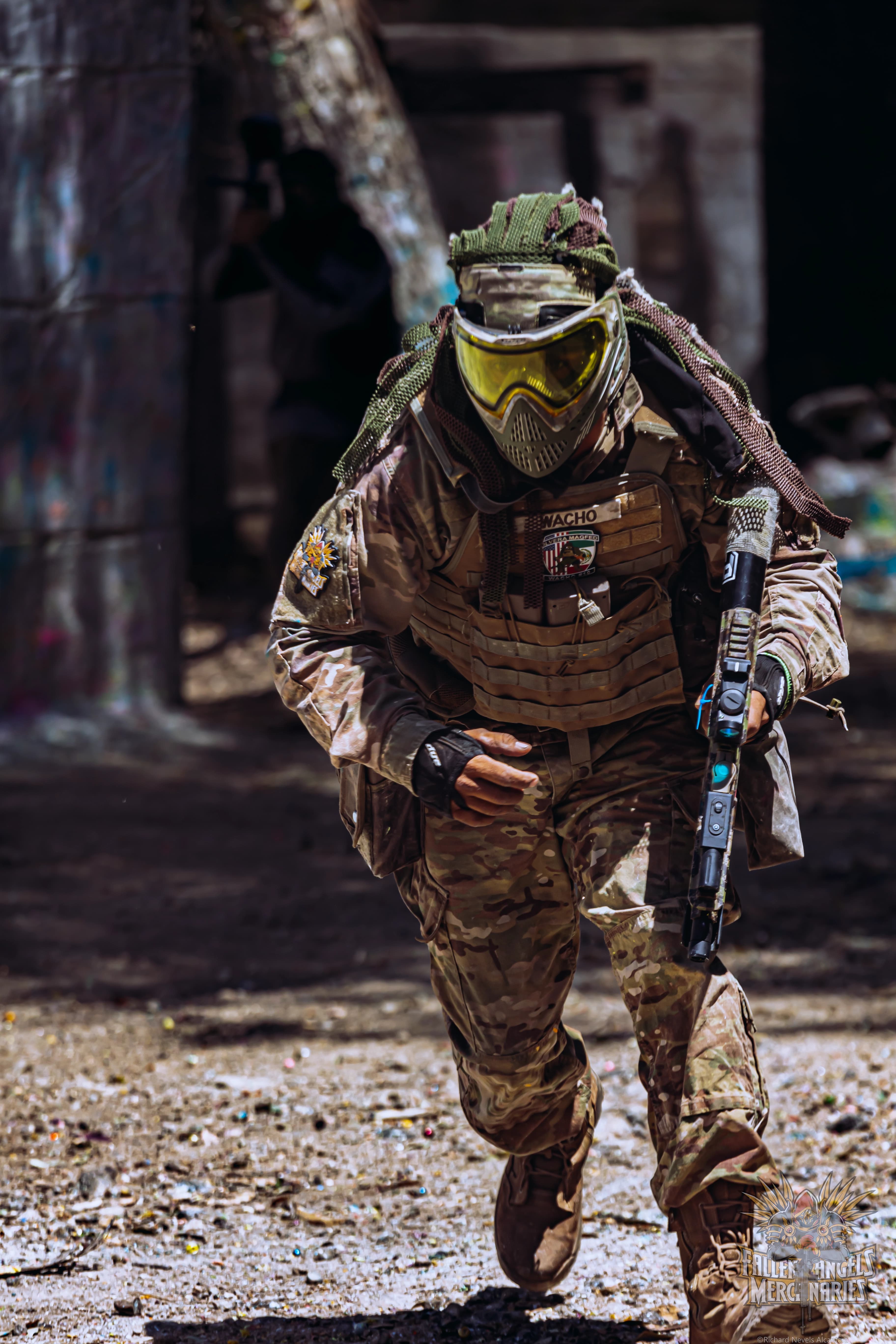 Fallen Angels Mercenaries players moving through terrain