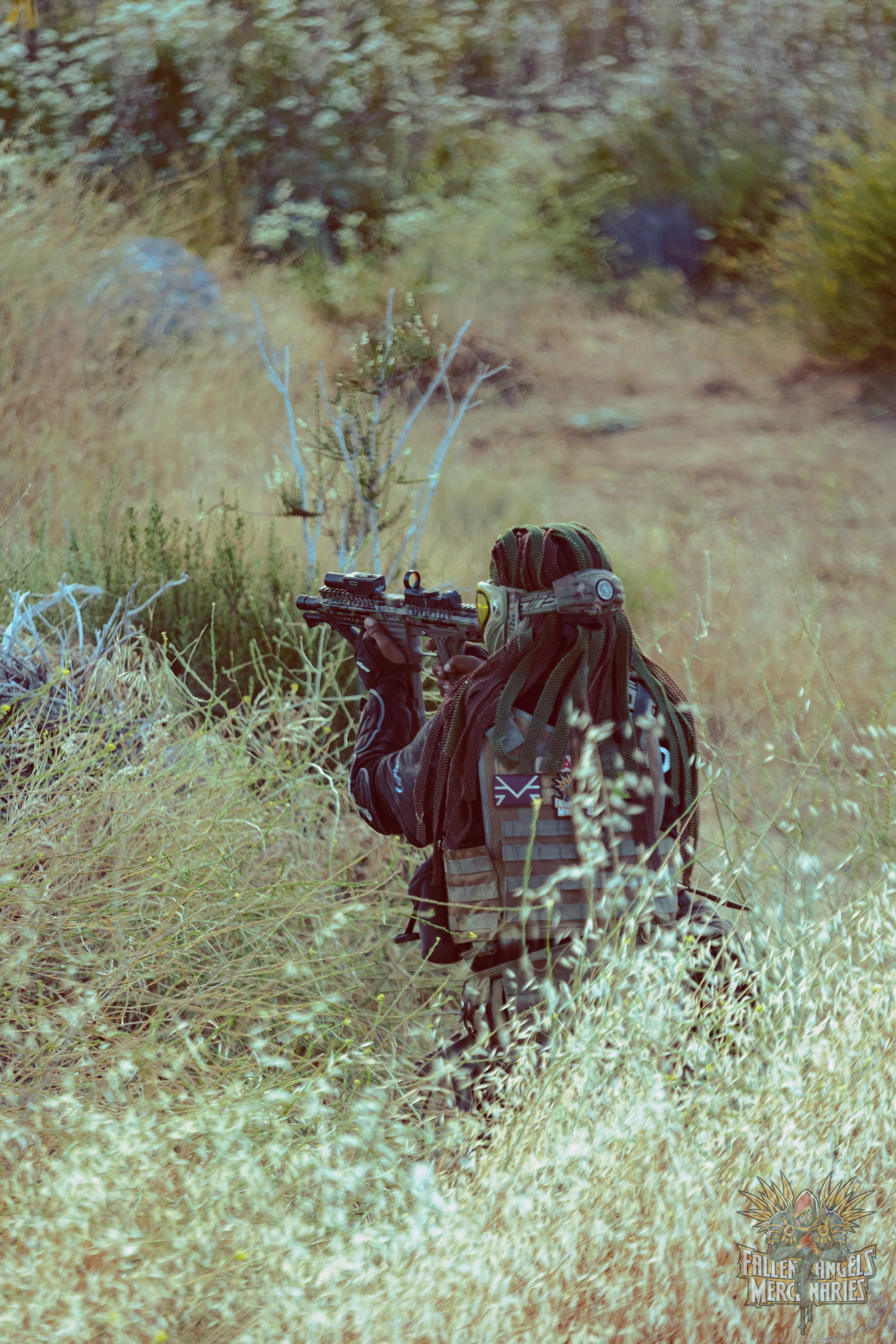 Fallen Angels Mercenaries player in field action